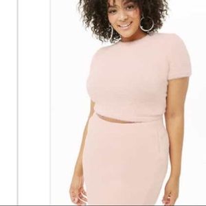 Plus size for the knit top pink cozy crop top